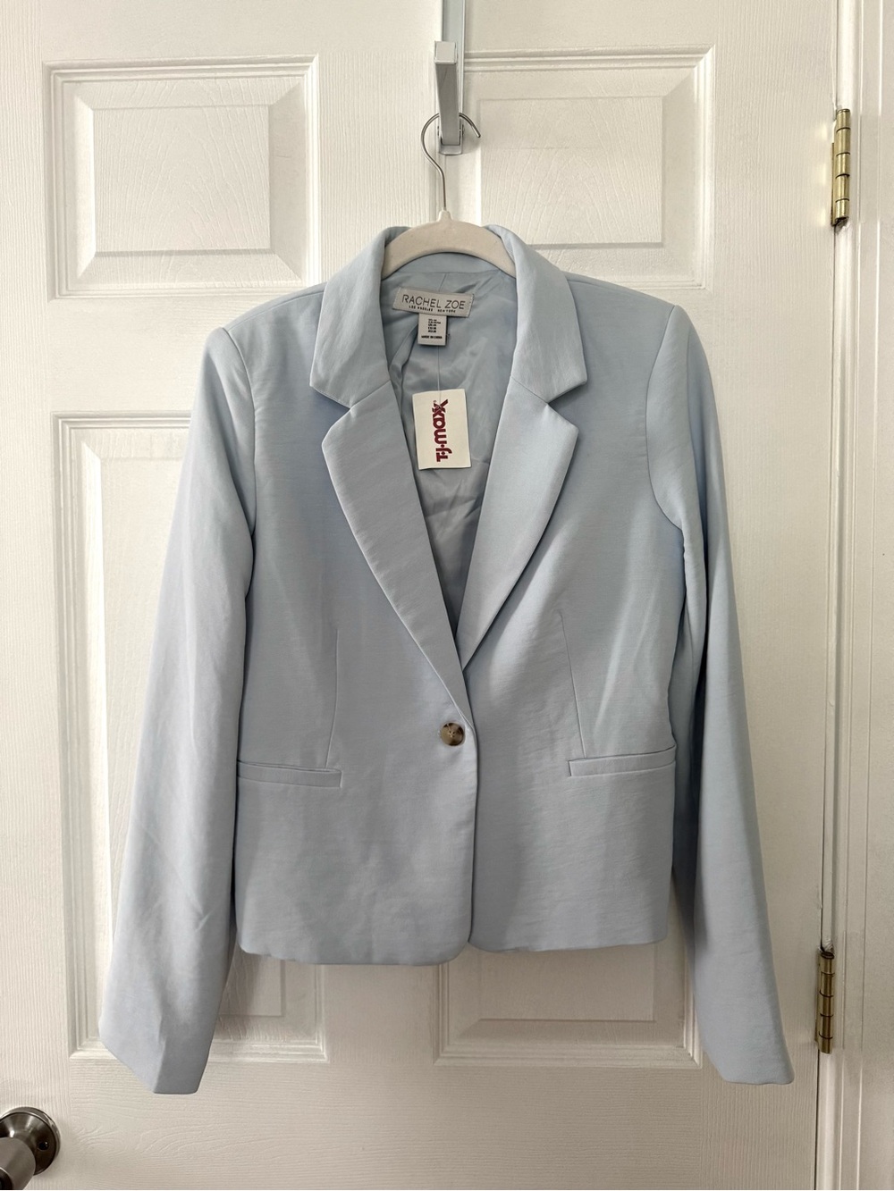 Rachel Zoe Pale Blue Single-Button Tailored Blazer